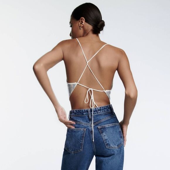 ZARA SHIMMERY CROP TOP XS Silver New - Picture 3 of 6